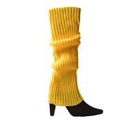 Jambières tendance pour femmes adultes et juniors des années 80 - Chaussettes longues en tricot côtelé pour fête, automne, hiver, sports décontractés, sans pieds, jaune, taille unique