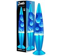 Jambo Belle Lampe à Mouvement Liquide avec de la Cire Qui coule comme de la Lave | Divertissant pour Adultes, Adolescents et Enfants (Base Bleue, Liquide Bleu, Cire Blanche, 16")