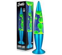 Jambo Lampe 16'' - Bleu avec cire Jaune/Verte, Lumière à liquide relaxante, Veilleuse, Décoration pour Salon Bureau Chambre, Lampe Adultes Ados Enfants, Mouvement Magma