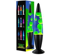 Jambo Lampe à mouvement liquide 16" - Bleue avec cire jaune/verte - Lumière relaxante, lampe décorative pour salon, bureau ou chambre, veilleuse pour adultes, ados et enfants