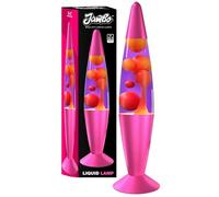 Jambo Lampe Liquide avec Cire Qui coule comme de la Lave, Lampes Froides, veilleuses pour Enfants, Adultes, Adolescents (16", Base Rose, Liquide Violet, Cire Jaune)