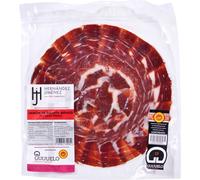 Jambon ibérique de bellota 75% AOP coupé à la main, nourri aux glands, provenant de porcs élevés en plein air