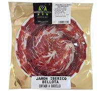 Jambon ibérique de gland de Monteparra, race ibérique de 75%, coupé au couteau, [PACK 3 UNITÉS DE 100 gr. ]