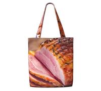 Jambon,Sacs d'épicerie réutilisables, sacs fourre-tout de grande capacité, sac à bandoulière en toile