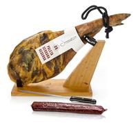 Jambon Serrano 4,5-5 Kg - Support Jambon Cru Entier + Chorizo Espagnol - Jambon Serrano Entier Espagnol Naturellement, Prêt à Déguster, Cadeau Gourmet Fêtes, Dîners Familiaux