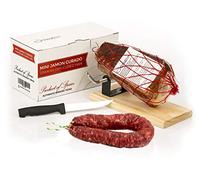 Jambon Serrano Cru Désossé & Support à Jambon + Couteau 1 Kg (Jamon Serrano) + Saucisson (Salchichón) Serrano 200 gr