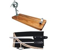 Jambonier Tête Rotative et Télescopique + Couverture de Jambon Noire + Aiguiseur manuel + Couteau à Jambon, Noir