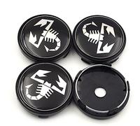 JAMCHE 4 pièces Auto Cache Moyeux pour Abarth 60mm Cache Moyeu Aluminium+ABS Cache de Roue Centrale Accessoires de Voiture,1