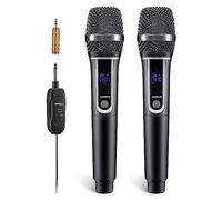 JAMELO Microphones sans Fil, système de Microphone Double karaoké UHF avec récepteur Rechargeable, Ensemble de Microphone Dynamique sans Fil pour Chanter, Mariage, DJ, fête, Discours