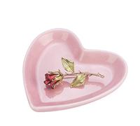 JAMEND CLXP Plateau à bijoux en forme de cœur rose, support pour bague de fiançailles, boucles d'oreilles pour jeunes mariés, joli cadeau pour mère, fille, femme, céramique. Pas de rose.