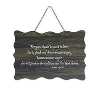 James 1:19 20 Everyone Should Be Quick to Listen Slow to Speak And Slow to Become Angry Because Hu Panneau de bienvenue en bois rustique pour porte d'entrée Décoration murale 15,2 x 25,4 cm