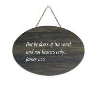 James 1:22 But Be Doers of The Word, And Not Hearers Only Panneau en bois 15,2 x 25,4 cm Décoration murale rustique à suspendre pour porte d'entrée, salon, cuisine, décorations de Noël