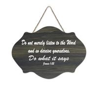 James 1:22 Décoration murale en bois avec inscription « Do Not Merely Listen to The Word And So Deceive Yourselves Do What It Says » - Décoration murale à suspendre pour porte de bureau, décoration
