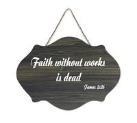 James 2:26 Faith Without Works Is Dead Panneau de motivation rustique en bois à suspendre pour salon, chambre à coucher, porte, fenêtre, pendaison de crémaillère 15,2 x 25,4 cm