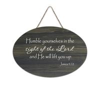 James 4:10 Humble Yourselves in The Sight of The Lord And He Will Lift You Up Plaque murale en bois rustique Décoration murale Cadeau 15,2 x 25,4 cm