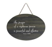 James 5:16b Panneau en bois « The Prayer of A Righteous Person Is Powerful And Effective » 15,2 x 25,4 cm Décoration murale rustique à suspendre pour porte d'entrée, salon, cuisine
