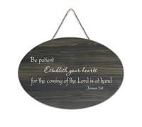 James 5:8 Panneau en bois de ferme avec inscription « Be Patient Establish Your Hearts for The Coming of The Lord Is At Hand » - Décoration murale - 15,2 x 25,4 cm