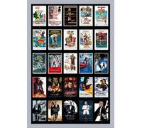James Bond 007 - Poster - 25 films + cadre interchangeable, Shinsuke® Maxi MDF argenté, vitre acrylique