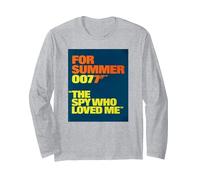 James Bond 007 The Spy Who Loved Me Manche Longue, Unisexe pour Adultes, Gris Chiné, XL