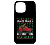 James Family Ugly Christmas Sweater Red Truck Funny Xmas Coque pour iPhone 13 Pro Max