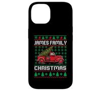 James Family Ugly Christmas Sweater Red Truck Funny Xmas Coque pour iPhone 14