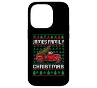 James Family Ugly Christmas Sweater Red Truck Funny Xmas Coque pour iPhone 14 Pro