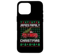 James Family Ugly Christmas Sweater Red Truck Funny Xmas Coque pour iPhone 16 Pro Max