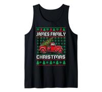 James Family Ugly Christmas Sweater Red Truck Funny Xmas Débardeur
