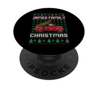 James Family Ugly Christmas Sweater Red Truck Funny Xmas PopSockets PopGrip Adhésif