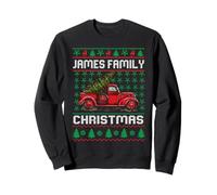 James Family Ugly Christmas Sweater Red Truck Funny Xmas Sweatshirt