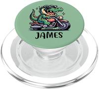 James Funny Alligator Moto Design pour garçon Nom James PopSockets PopGrip pour MagSafe