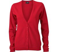 JAMES & NICHOLSON Cardigan Classique en Coton (L, Rouge)