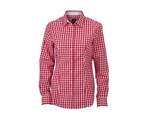 JAMES & NICHOLSON Chemise Manches Longues a Carreaux (XL, Rouge/Blanc)