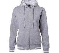 JAMES & NICHOLSON Femme Sweat-Shirt Zip a Capuche (M, Gris chiné/Blanc)