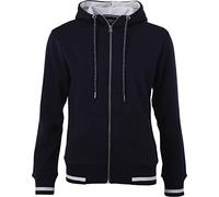 JAMES & NICHOLSON Femme Sweat-Shirt Zip a Capuche (M, Marine/Blanc)