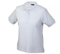 JAMES & NICHOLSON Polo de Travail Maille piquée Manches Courtes (M, Blanc)