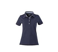 JAMES & NICHOLSON Polo Femme Tendance avec Insert a Carreaux (M, Marine/Marine-Blanc)