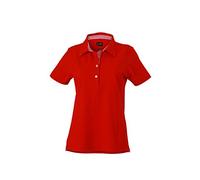 JAMES & NICHOLSON Polo Femme Tendance avec Insert a Carreaux (M, Rouge/Rouge-Blanc)