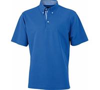 JAMES & NICHOLSON Polo Homme avec Inserts contrastés Vichy (XXL, Royal/Royal-Blanc)
