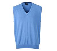 JAMES & NICHOLSON Pull Classique sans Manches en Coton pour Homme - L - Glacier-Blue