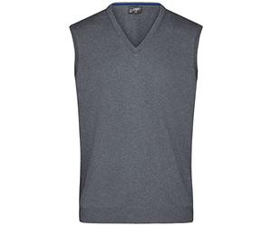 JAMES & NICHOLSON Pull Classique sans Manches en Coton pour Homme - m - Grey-Heather