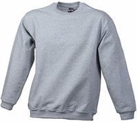 JAMES & NICHOLSON Sweat-Shirt Lourd (L, Gris chiné)