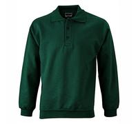 JAMES & NICHOLSON Sweat-Shirt Polo Manches Longues (L, Vert foncé)
