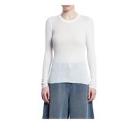 James Perse, Femme, Pulls, Blanc, Taille: 44 FR Pull en coton cachemire côtelé col rond
