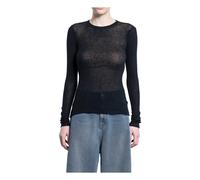James Perse, Femme, Pulls, Noir, Taille: 44 FR Pull en Coton et Cachemire Noir Côtelé