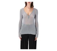 James Perse - Serafino Novelty Top - Femme - Pulls - Bleu - Taille: 42 FR