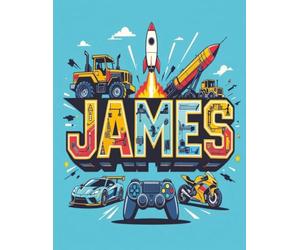 James Personalized Coloring Book: This fun and engaging kids coloring book features a bright, glossy cover with a cool original boy-themed design and ... and screen-free fun at home or on the go.