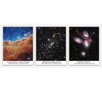 James Webb Telescope Panneau Mural Decoratif Poster Cosmic Cliffs Carina Nebula, First Deep Field et Stephen'S Quintet Decoration Murale - Astronomie Aesthetic Decoration (29.7cm x 41.9 cm (A3))