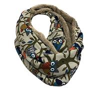 JameStyle26 CHOUETTE Écharpe tube d'hiver en polaire douce et chaude Loop Écharpe d'hiver Polaire Chouette Hibou UHU Kautz Écharpe tube Écharpe ronde Doublure peluche, Umfang: 160 cm, Breite: 25 cm