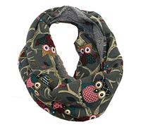 JameStyle26 Hibou Écharpe tube en polaire chaude et moelleuse pour l'hiver avec doublure en peluche Motif chouette UHU, gris, Umfang: 160 cm, Breite: 25 cm